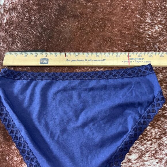Natori Bliss Cotton Lace Trim Full Coverage Brief Panties Ink Blue Large L - Picture 6 of 8
